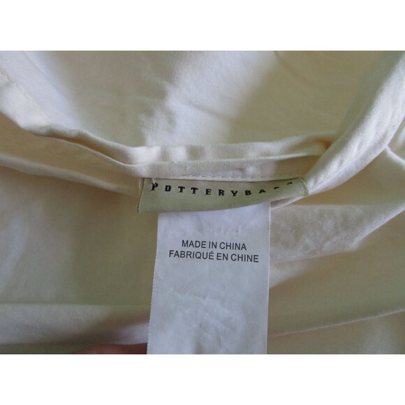 Pottery Barn Quilted Velvet Euro Square Pillow Sham 26x26 Ivory Cotton Blend GUC - Picture 9 of 11